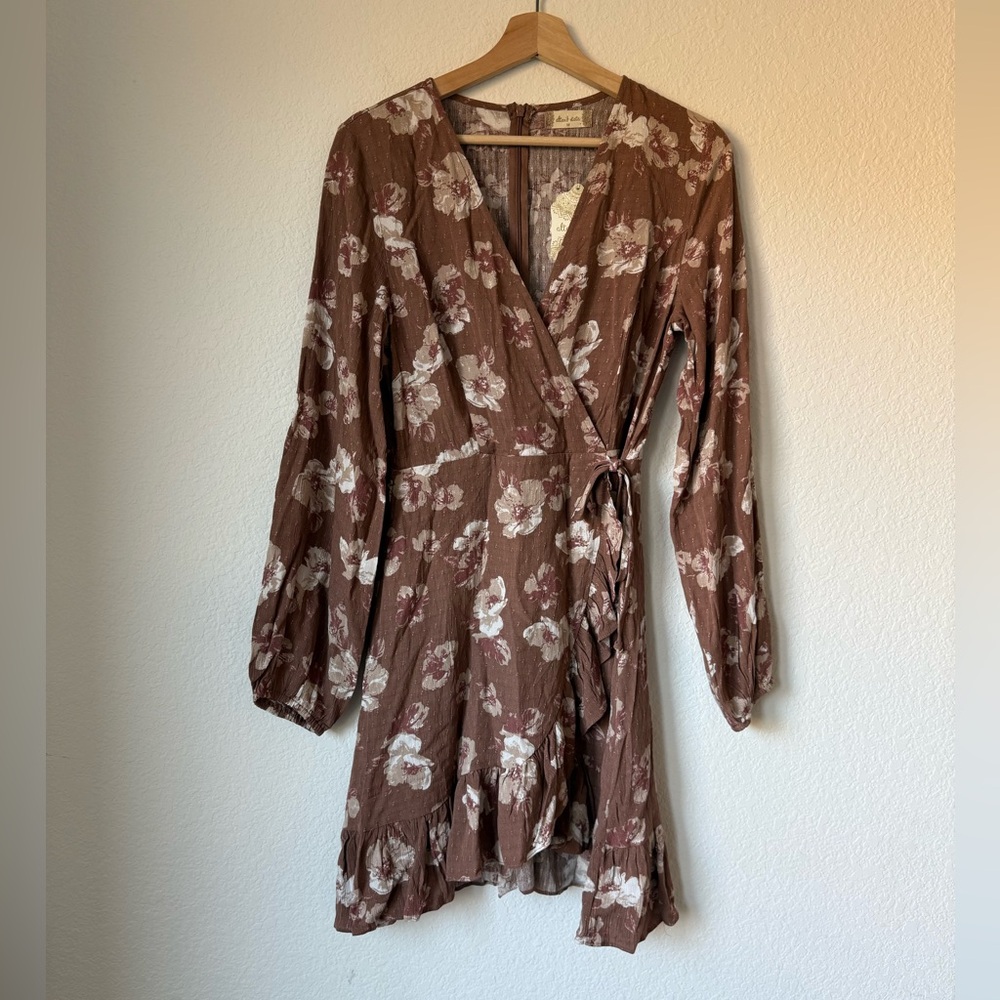 Altar’d State Floral Ruffle Hem Wrap Dress